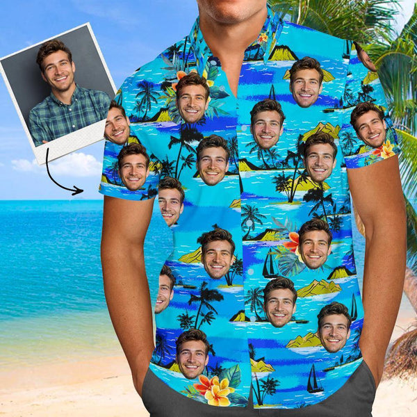 Custom Face Men's Hawaiian Shirt Gang Style, Best Gift for Summer Holiday, Upload Photo Hawaiian Shirt HO4357