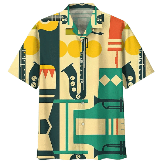 Cartoon Saxophone Background Design Hawaiian Shirt HO2109