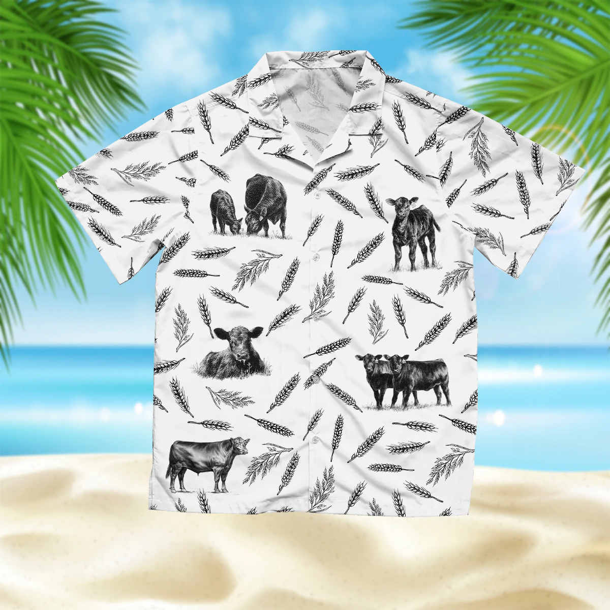 Cattle pattern black and white Hawaiian Shirt, Summer gift, Hawaiian Shirts for Men and Women Aloha Beach Shirt HO1052