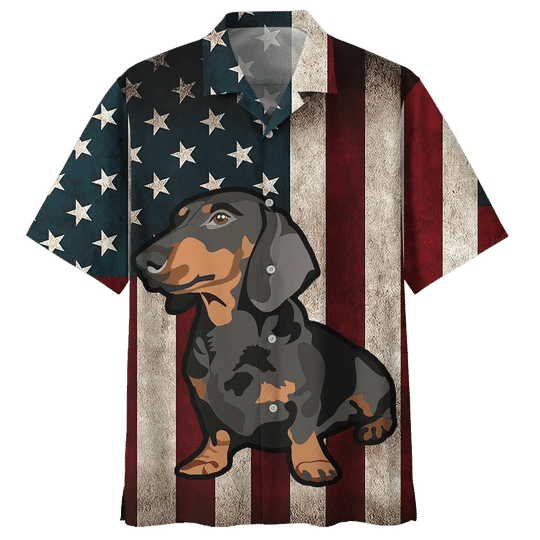 Classic Flag Dachshund Watercolor Design Hawaiian Shirt HO1989