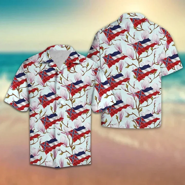 Classic Map Of Mississippi Magnolia Pattern Hawaiian Shirt HO1656