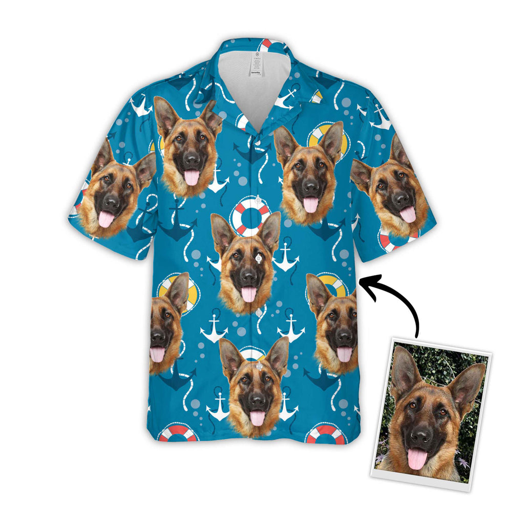 Custom Photo Hawaiian Shirt, Sea Pattern Short-Sleeve Hawaiian Shirt, Shirt for Pet Lover HO0135