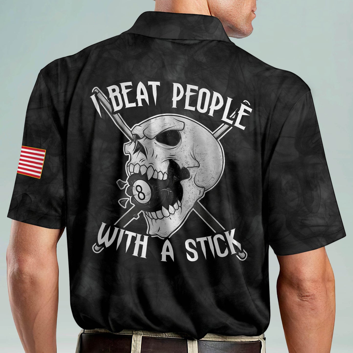 LASFOUR Personalized Skull I Beat People with A Stick Billiards For Men BI0017