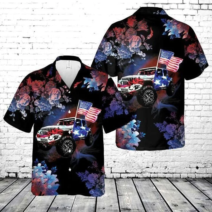 Dark Theme Magical Floral Pattern Jee And Flag Hawaiian Shirt HO2165