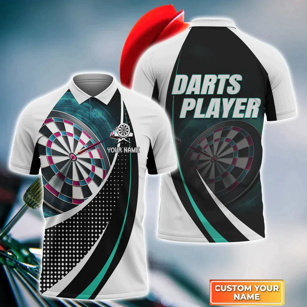 Dartboard Personalized Name 3D Polo Shirt For Darts Player, Dart Men's polo Shirt, Dart Team Shirts DMO0130