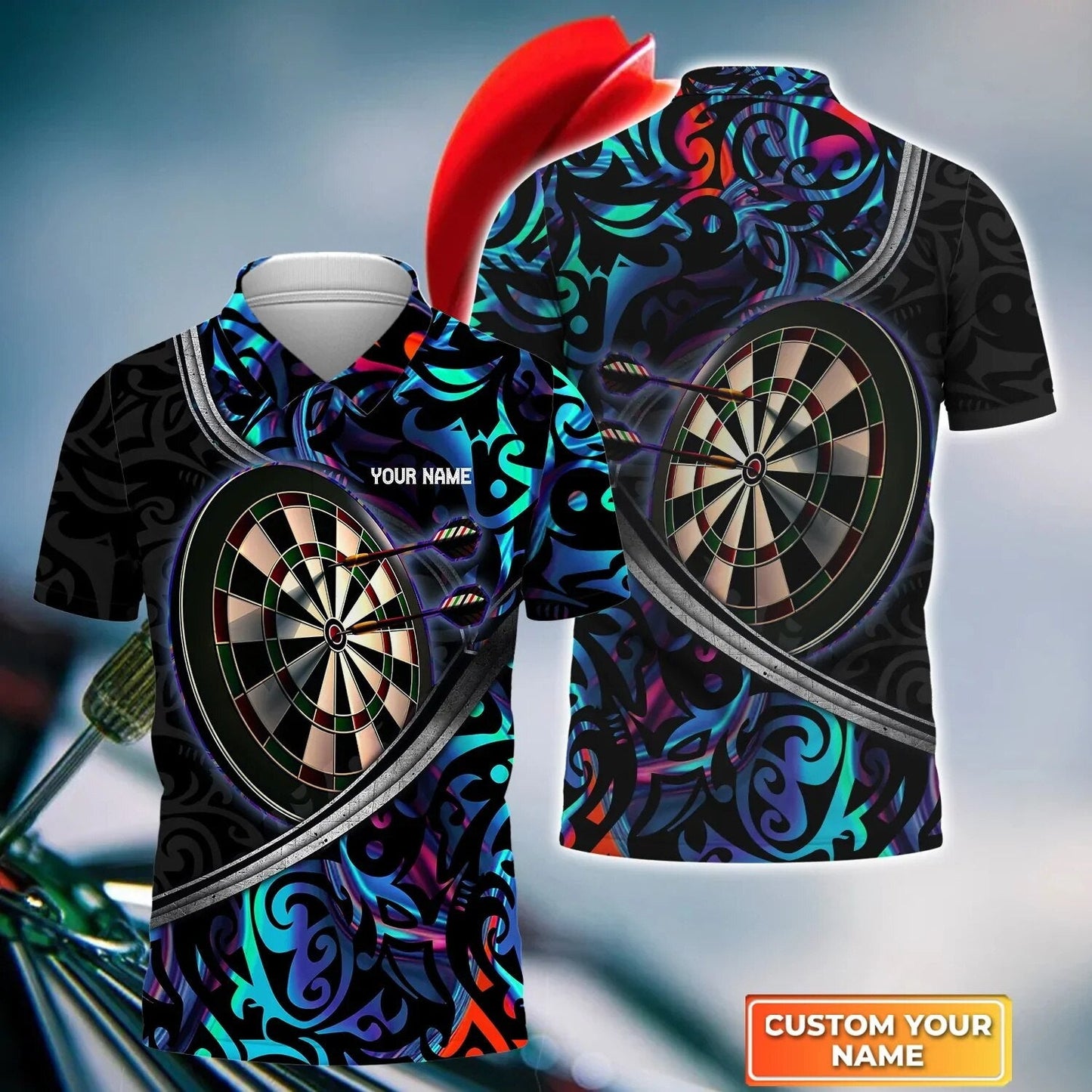 3D All Over Print Multi Color Pattern Dart Unisex Polo Shirt, Idea Uniform Gift for Dart Team DMO0200