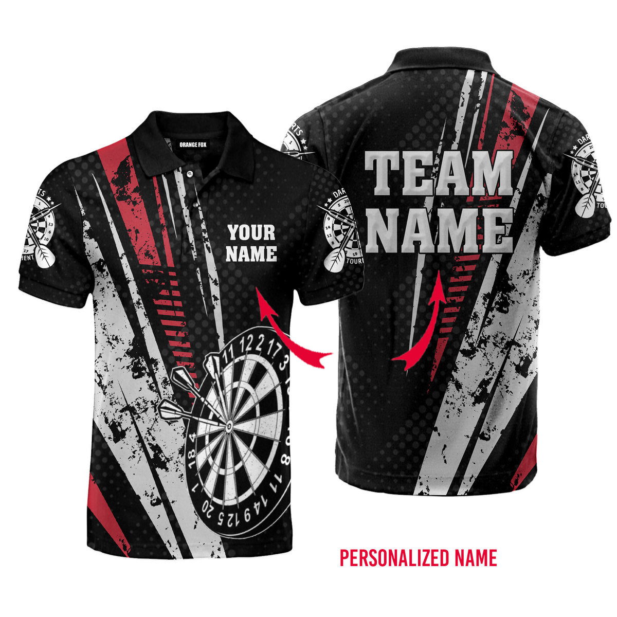 Lasfour Darts Team - Gift For Dart Lovers - Red Black Custom Name Polo Shirt DMA0040