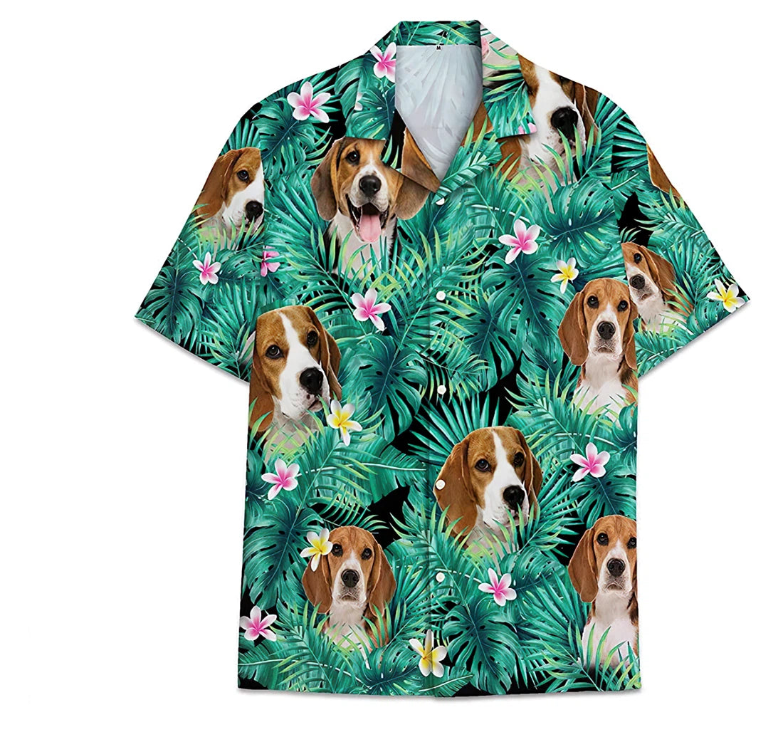 Dog Beagle Pattern Short Tall Hawaiian Shirt, Button Up Aloha Shirt For Men, Women HO0836