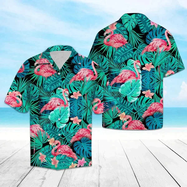 Flamingo Animal Species Tropical Jungle Design Hawaiian Shirt HO3240