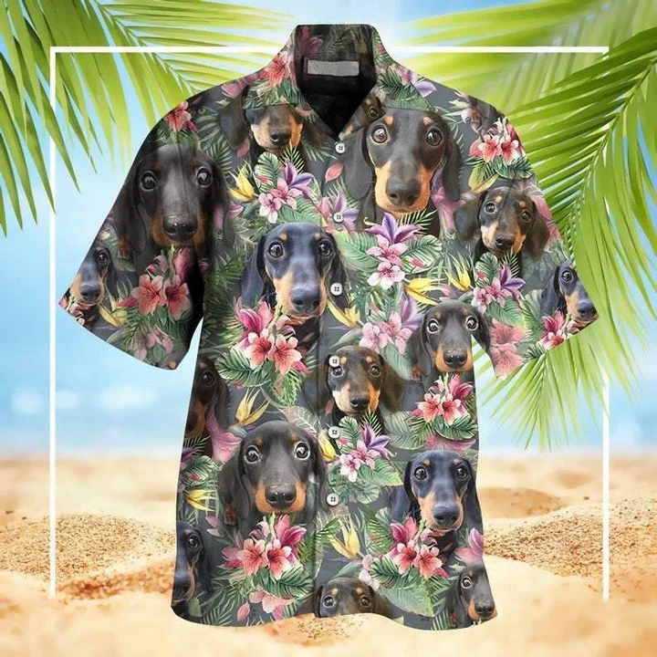 Funny Moment Of Dachshund In Tropical Jungle Hawaiian Shirt HO0765