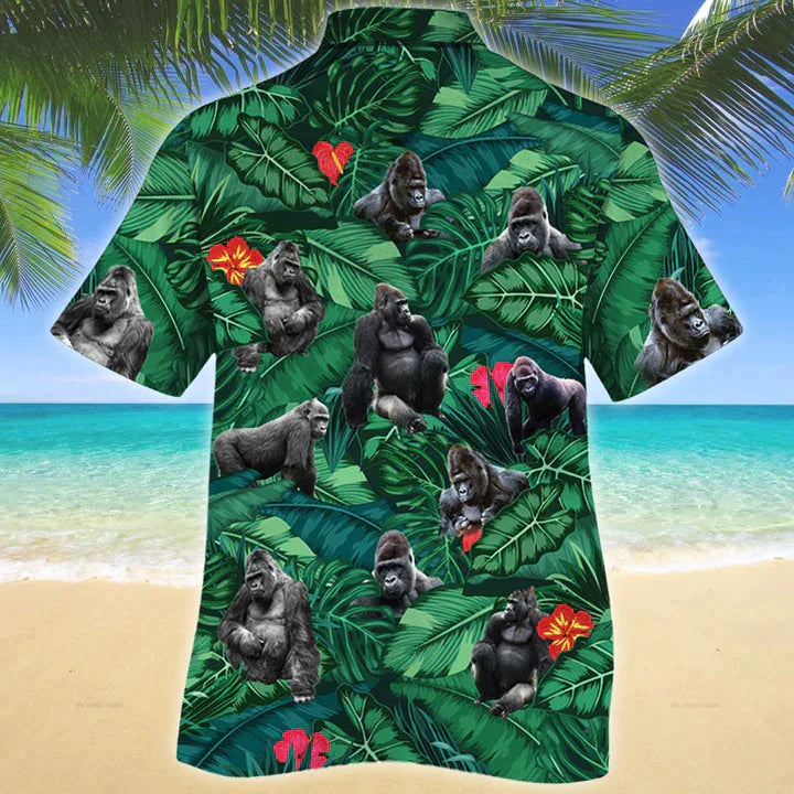 Gorilla Lovers Gift Hawaiian Shirt, Gorilla aloha shirt, Summer Short Sleeve Hawaiian Aloha Shirt for men, Women HO0127