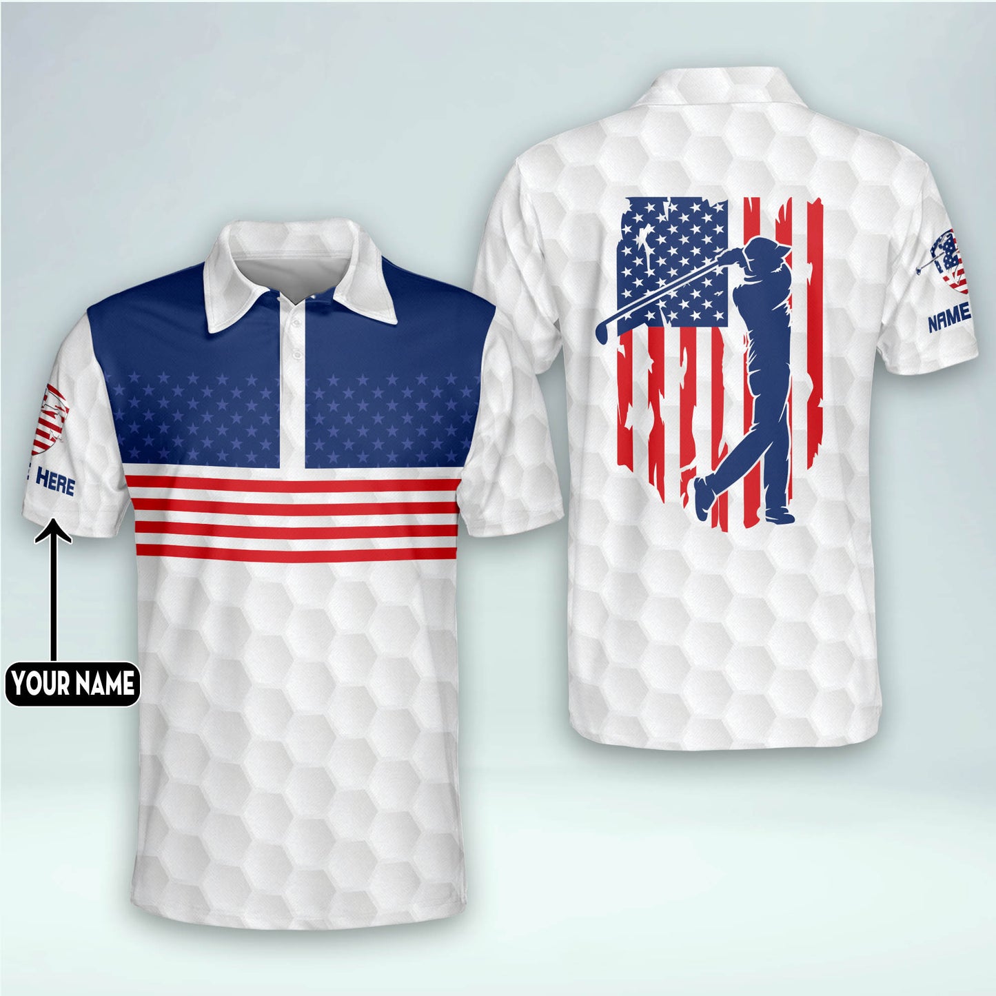 Proud Golf American Flag Golf Polo Shirt GM0355