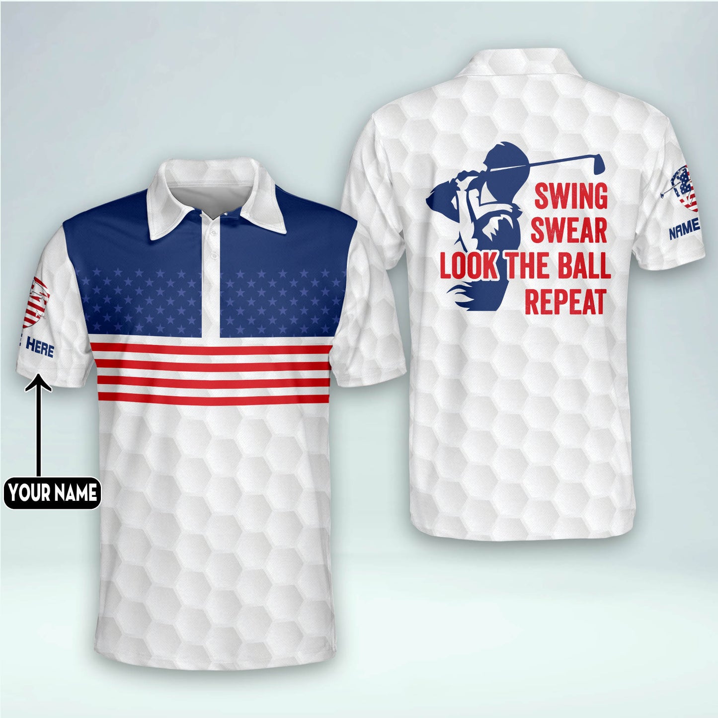 Swing Swear Look for Ball Repeat Golf Polo Shirt GM0354