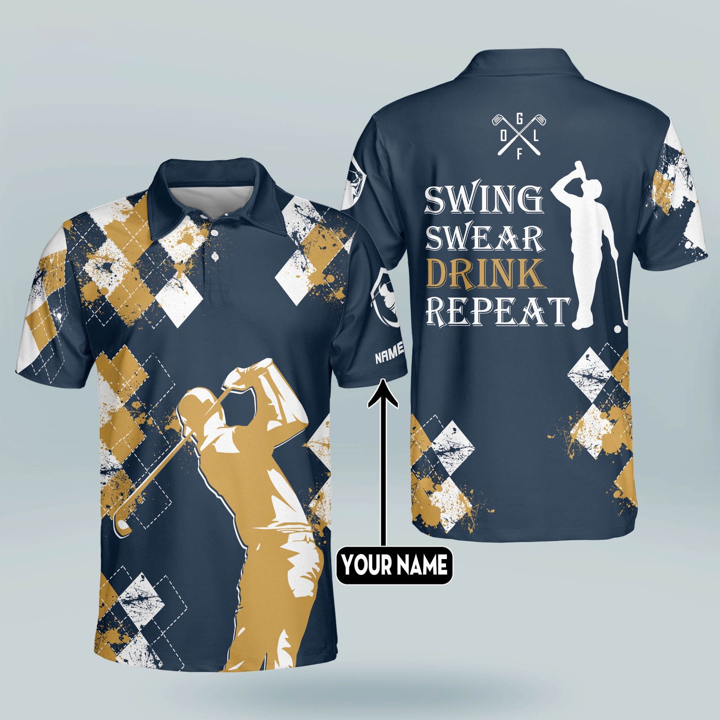 Swing Swear Drink Repeat Golf Polo Shirt GM0306