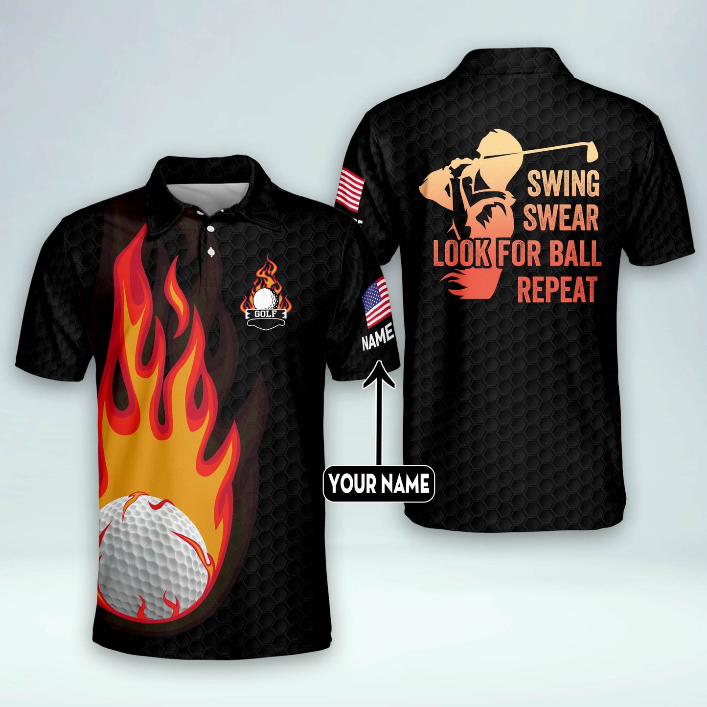 Swing Swear Drink Repeat Golf Polo Shirt GM0375