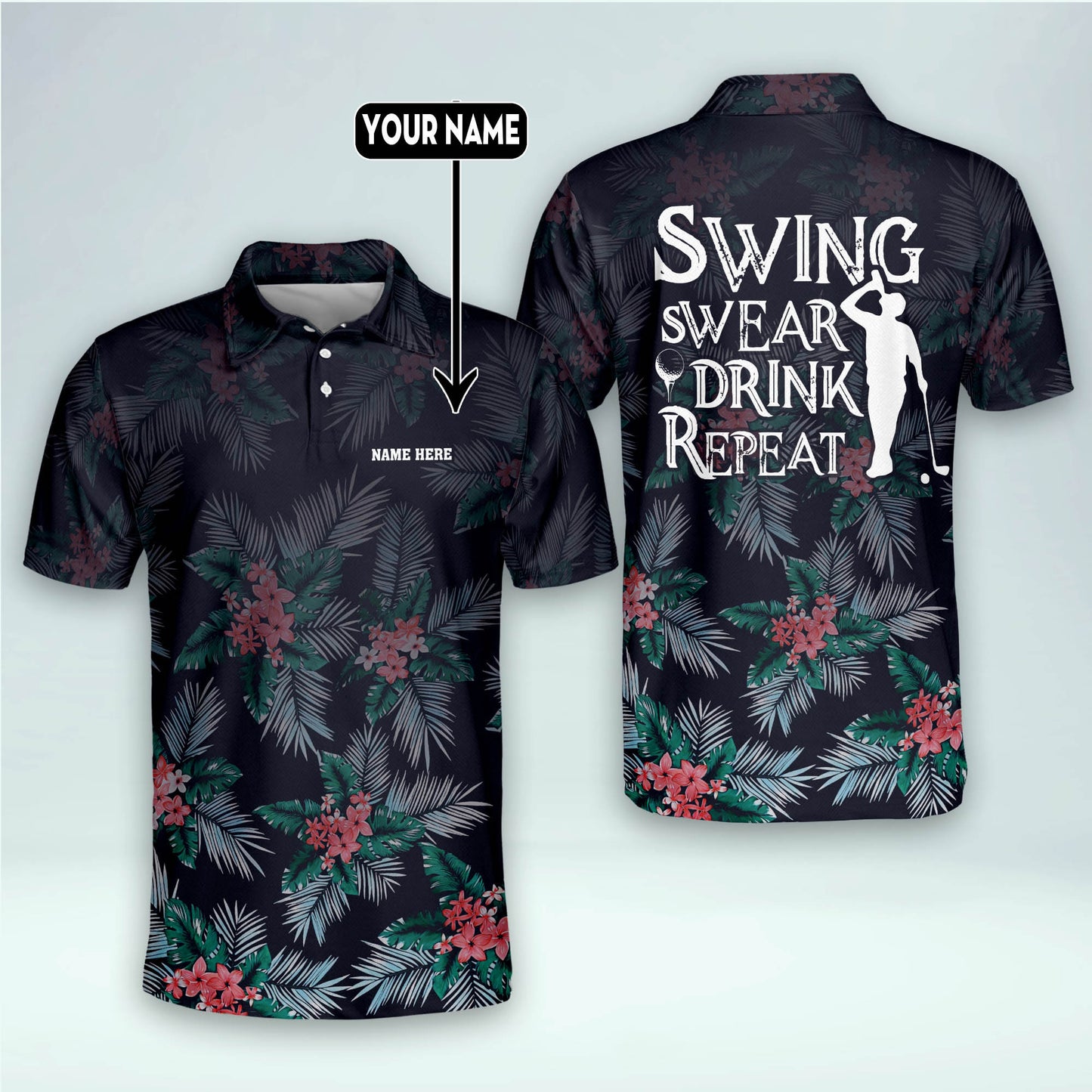 Swing Swear Drink Repeat Golf Polo Shirt GM0341