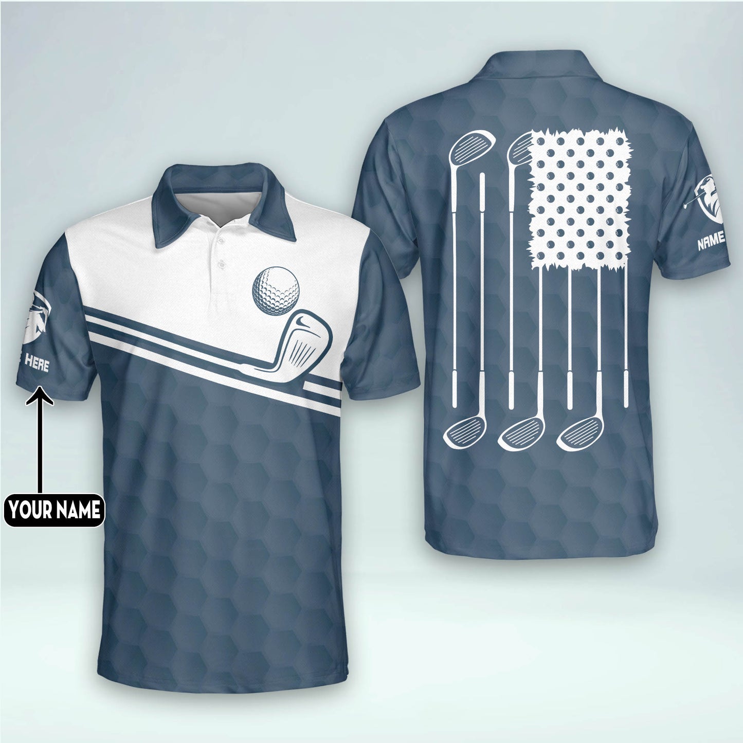 Personalized American Flag Golf Polo Shirt GM0387