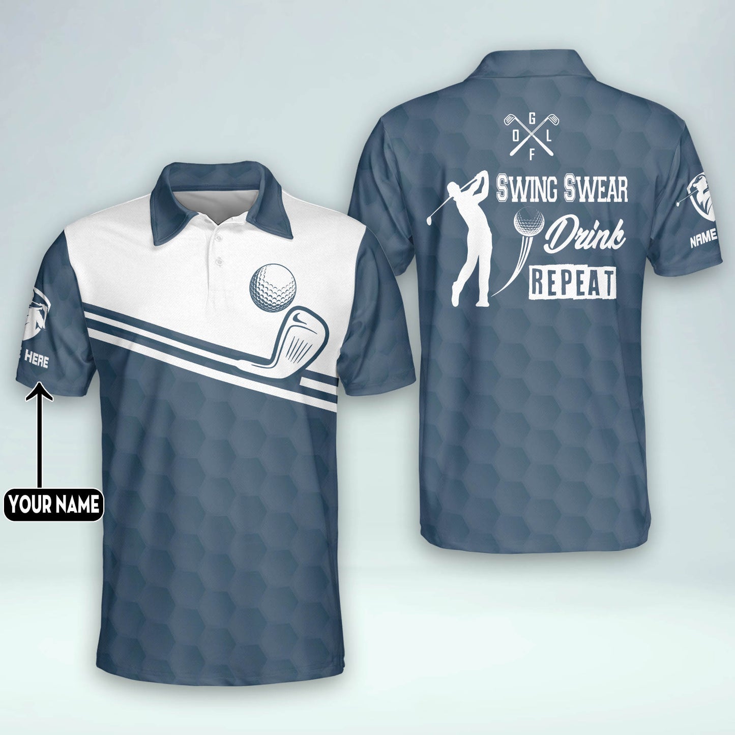 Swing Swear Drink Repeat Golf Polo Shirt GM0384