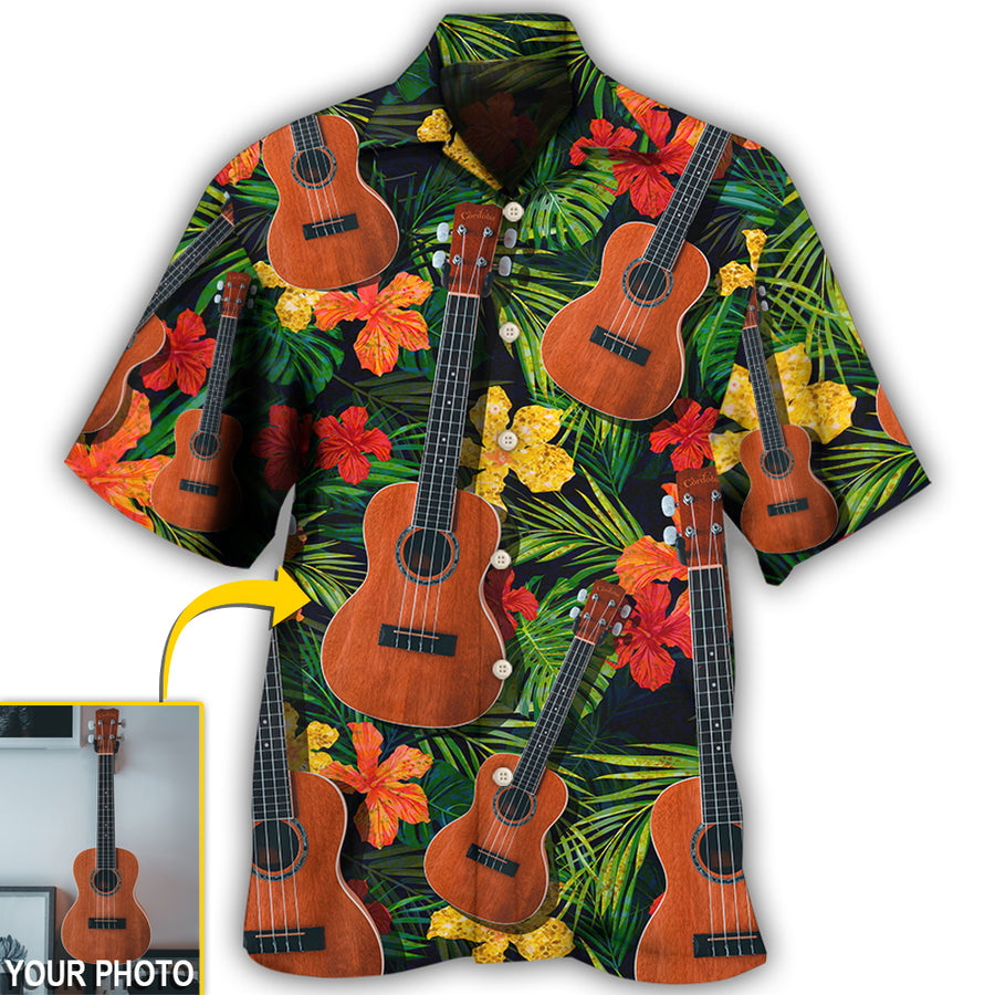 Guitar Various Style Tropical Custom Photo Hawaiian Shirt, Personalized Your Guitar Photo HO4246