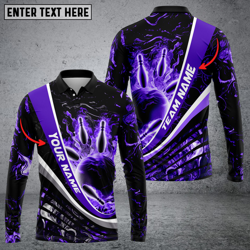 Custom Flame Bowling Polo Long Shirts BO0259