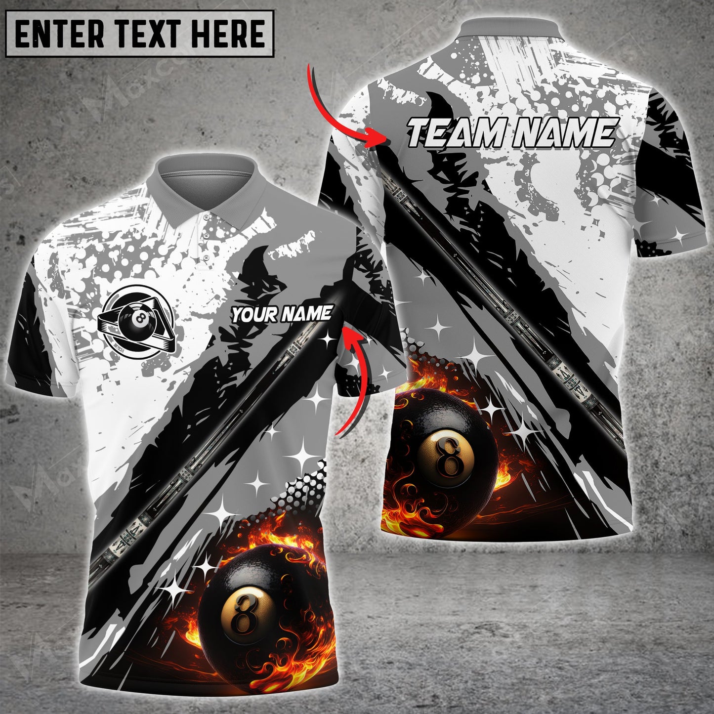 Lasfour Cue Billiards 8 Ball Grunge Multi Color Options Customized Name 3D Shirt BIA0446