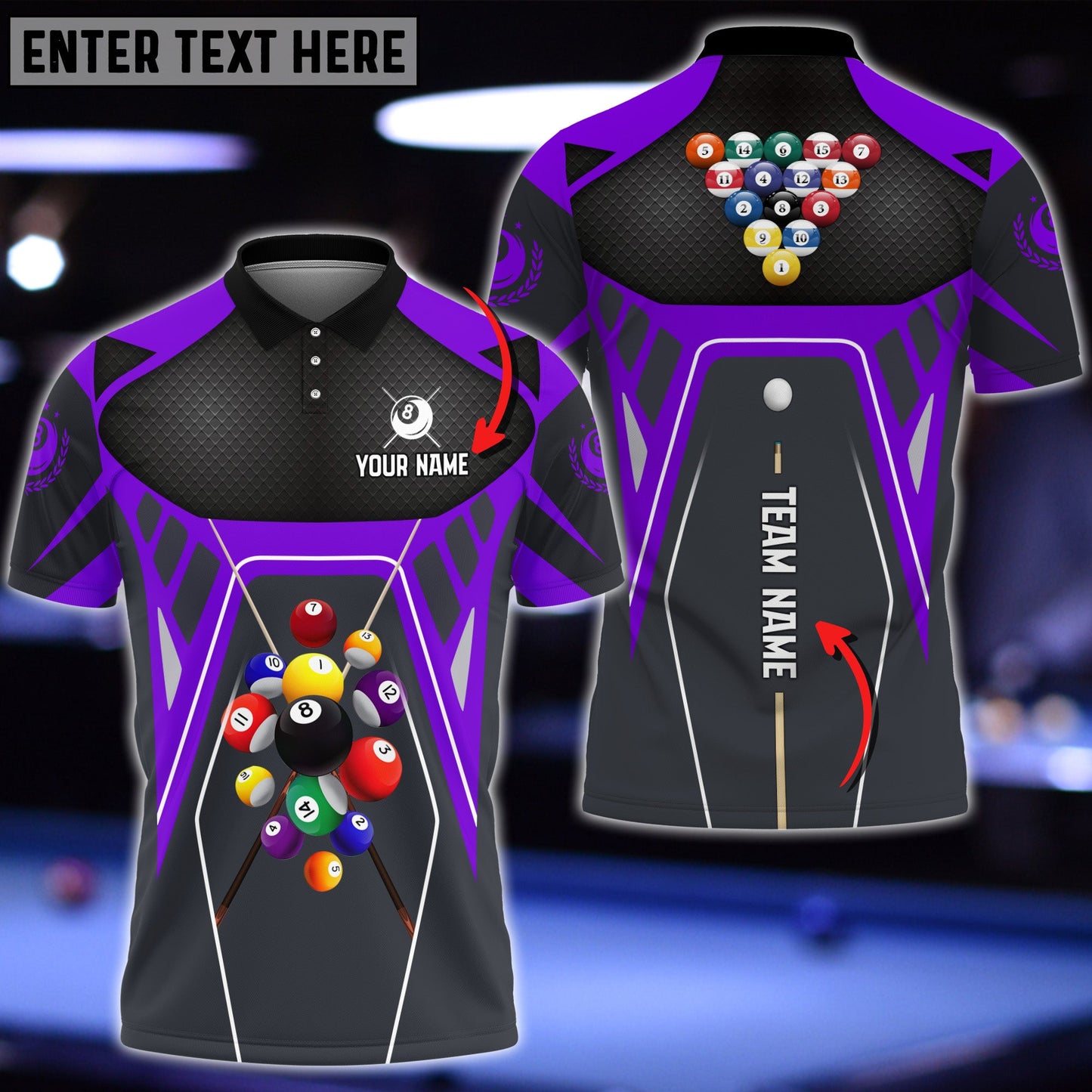 Lasfour Billiards Strategy Masters Purple Personalized Name 3D Shirt BIA0748