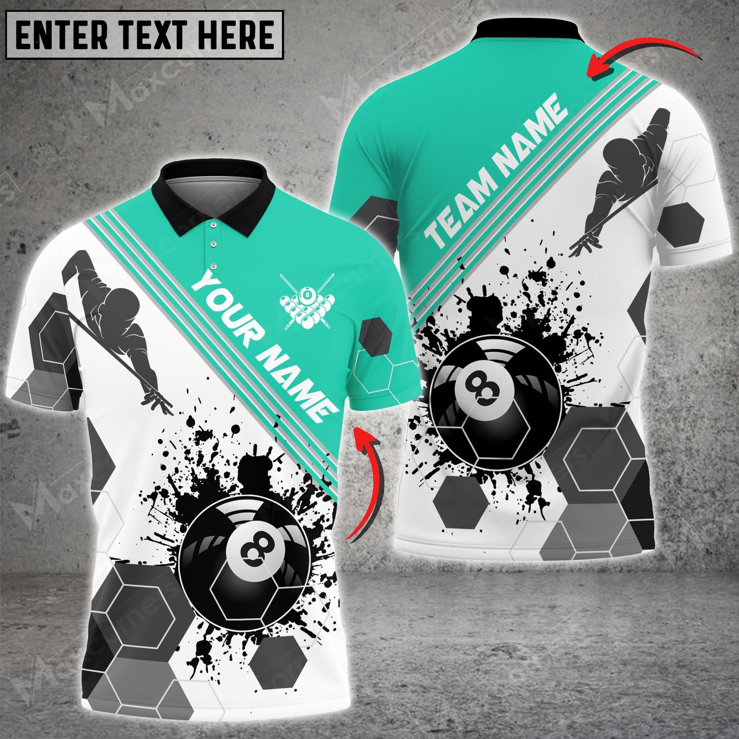 Lasfour Billiards Players Black Stains Personalized Name 3D Shirt (Multi Color Options) BIA0050