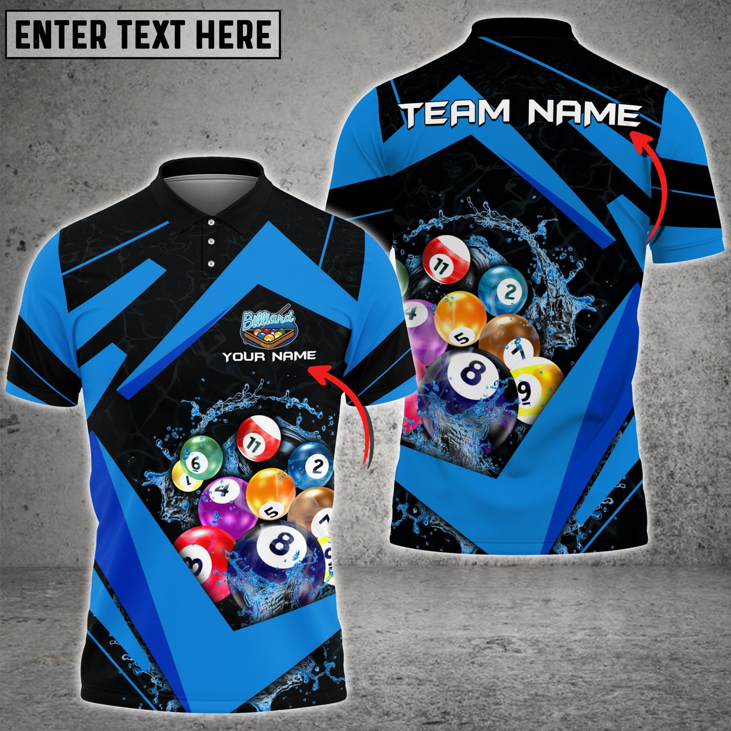 Lasfour Blue Billiards Ball Water Personalized Name 3D Shirt BIA0732