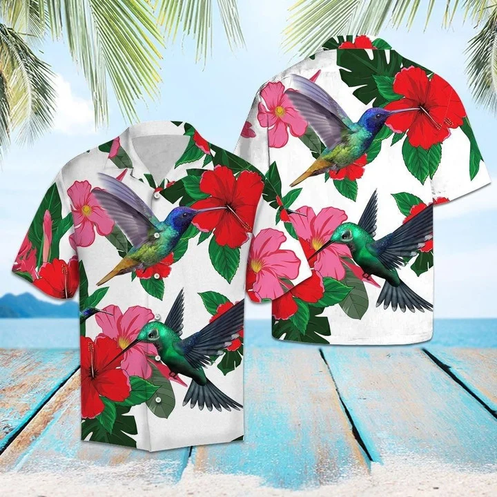 Hummingbird And Hibiscus Hawaiian Aloha Shirts, Summer gift for Men and women HO0571