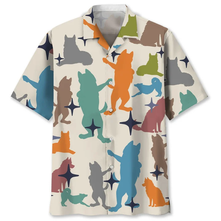 Husky vintage Hawaiian Shirt, Hawaiian shirt for men, Summer gift for Dog lovers HO1460