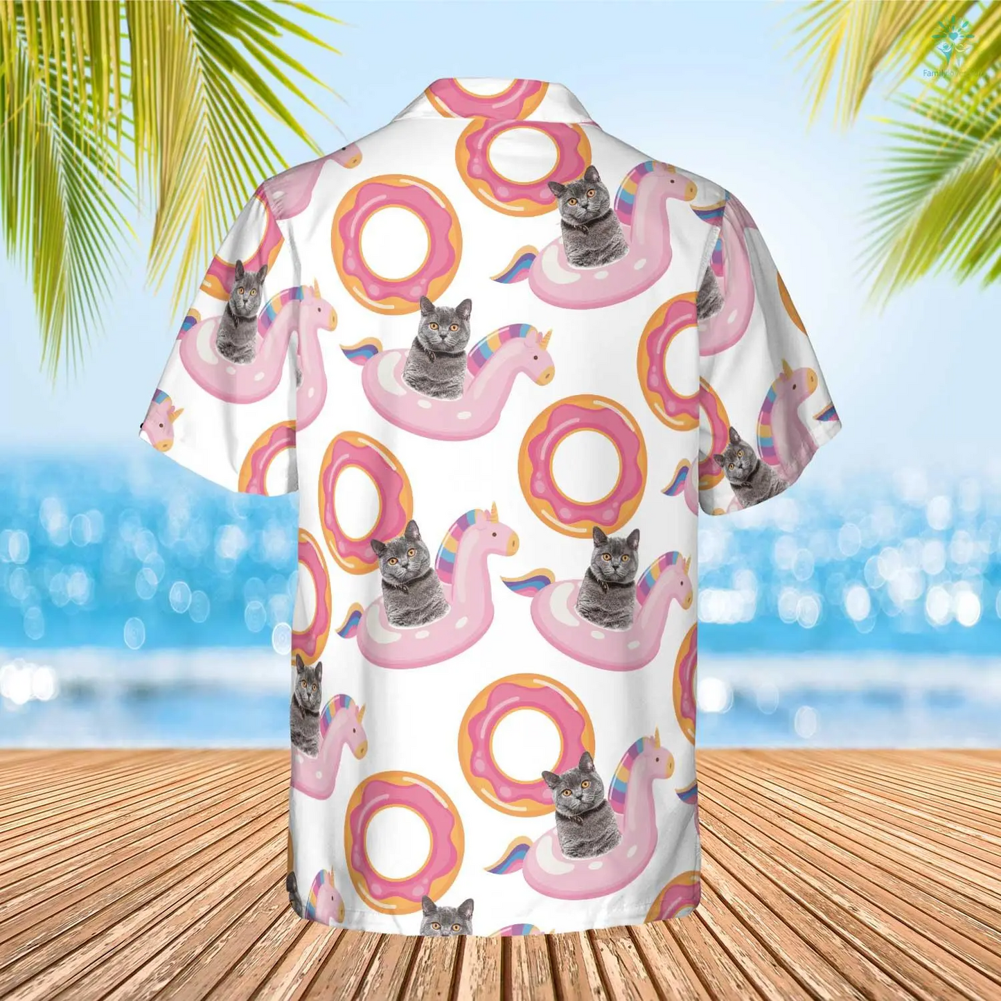 Custom Photo Cat Summer Shirt Beach Hawaiian Shirt, Summer Vacation, Unicorn Swim Float Hawaiian Funny HO4317