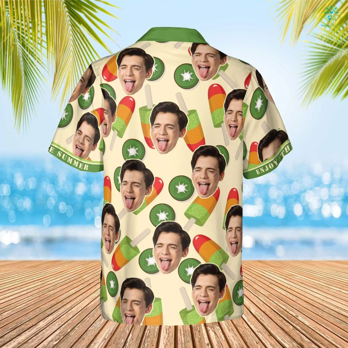 Kiwi Icream Hawaiian Funny Custom Face Image Summer Shirt Beach Hawaiian Shirt, Gift for Him Her, Enjoy the Summer HO4313