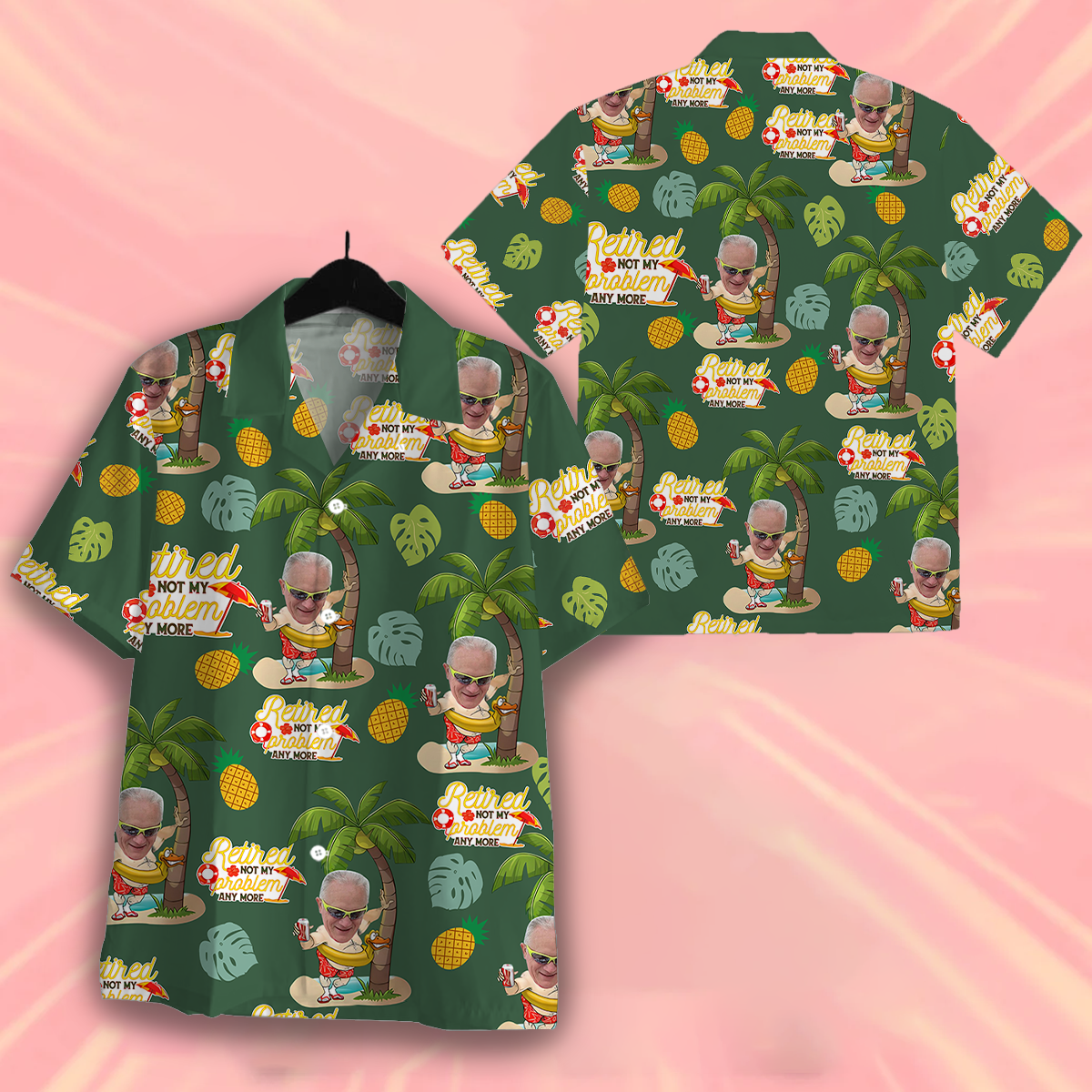 Custom Image Retired Not My Problem Anymore, Custom Photo Hawaiian Shirt And Men Beach Shorts, Retirement Gifts For Dad HO0494