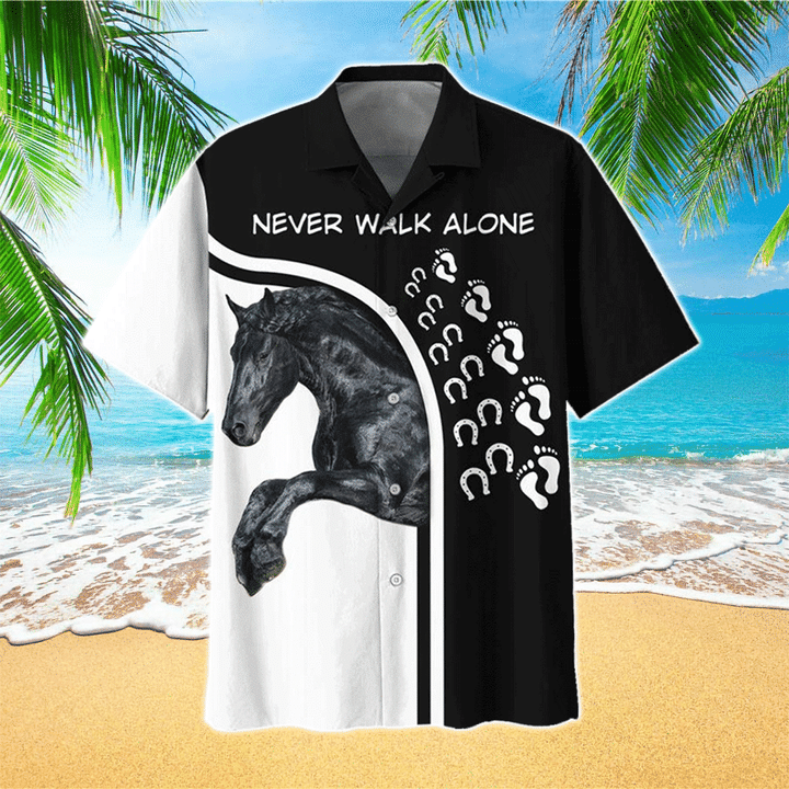 Gift for horse lovers, This Girl Runs On Jesus And Horse Black Brown Hawaiian Shirt HO2196