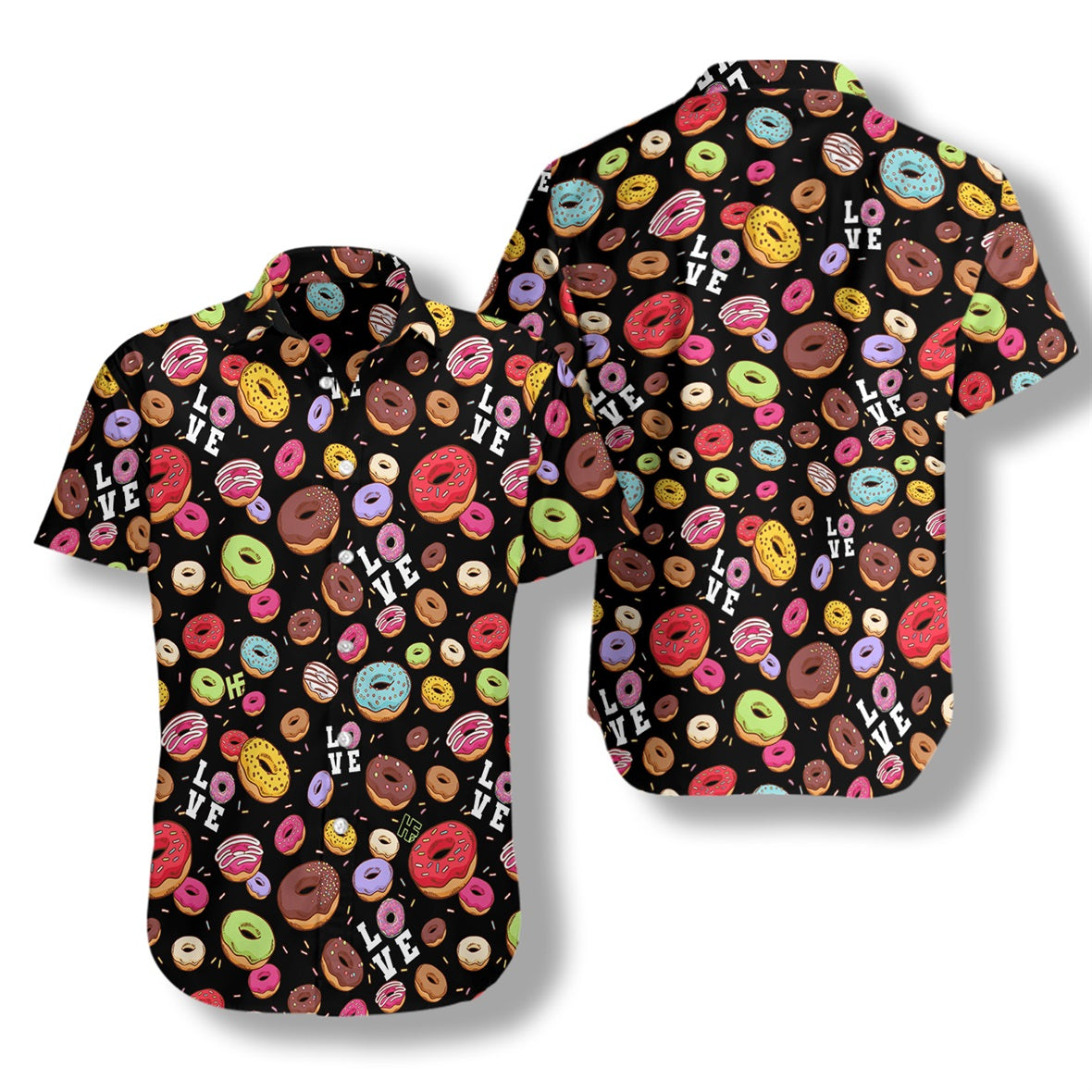 Donut Black Hawaiian Shirt, Colorful Summer Aloha Shirt For Men Women HO0286