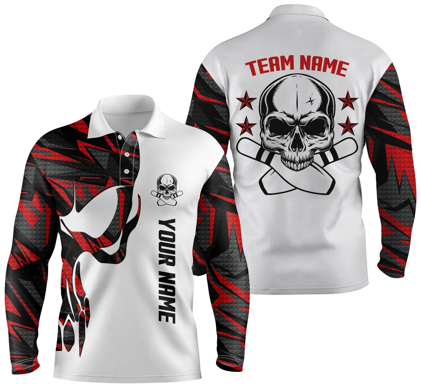 Custom Skull Bowling Polo Shirts For Team BO0320