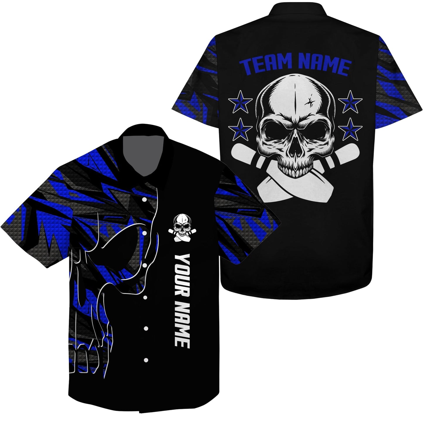Bowling Hawaiian Shirt Custom Name And Team Name Skull Bowling, Team Bowling Shirts HO0004