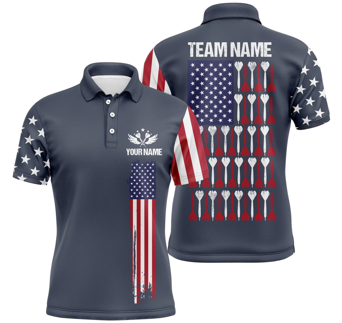 Lasfour American Flag Navy Darts Polo Shirt DMA0071