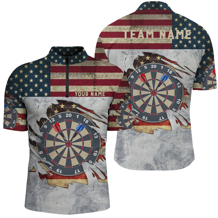 Lasfour Retro American Flag 3 Darts Personalized Name And Team Name 3D Shirt DMA0203