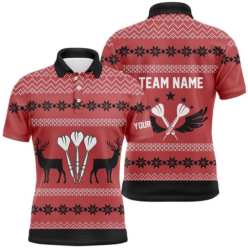 Lasfour Personalized Darts Christmas Reindeers Red Polo Shirt Custom Darts DMA0075