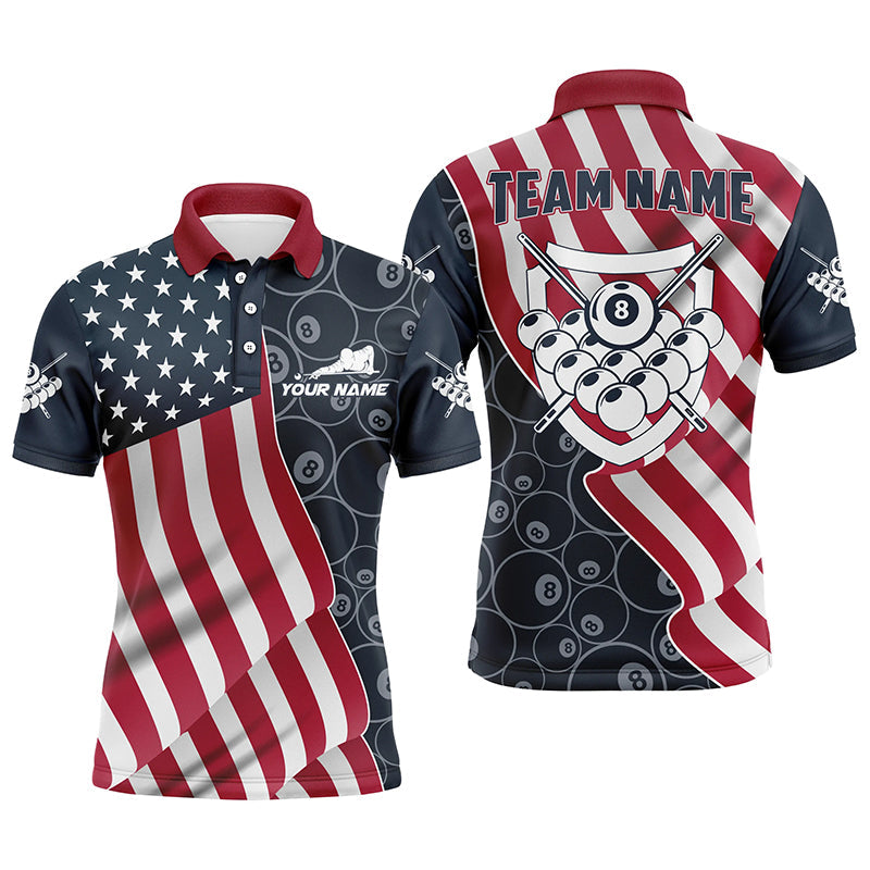 Lasfour US Flag 8 Ball Pattern Billiard Personalized Name Unisex Shirt BIA0522