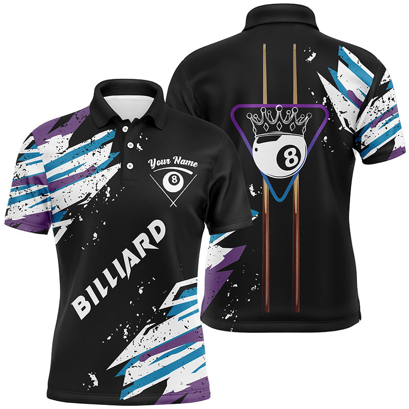 Lasfour Personalized Billiard Crown 8 Ball Billiard Cue Polo Shirts BIA0909