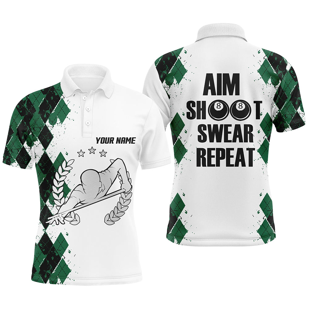 Lasfour Personalized Billiard Aim Shoot Swear Repeat 8 Ball Pool Billiards Player Polo Shirts BIA0917
