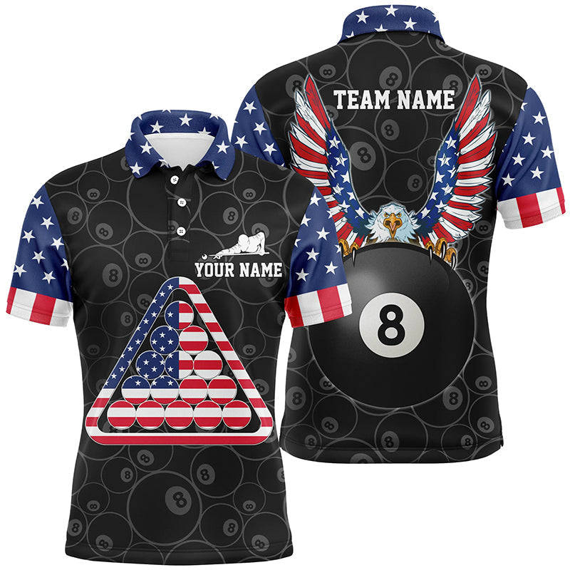 Lasfour 8 Ball Pool US Flag Billiard Personalized Name Unisex Shirt BIA0515