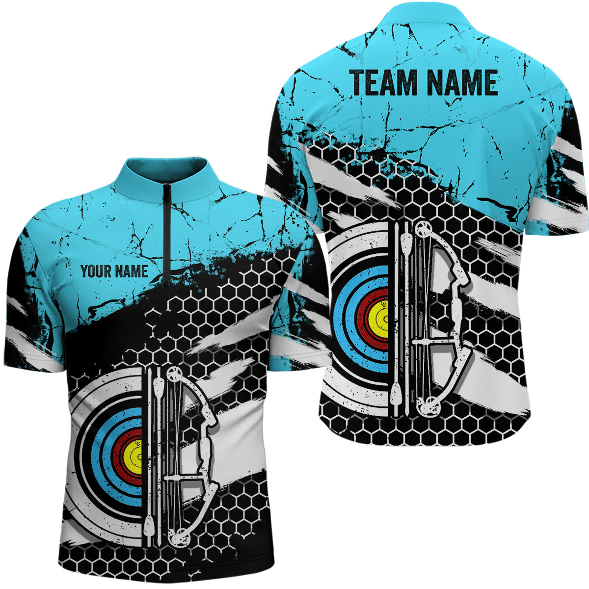 Lasfour Personalized Retro 3D Target Archery 3D Zipper Polo Shirt AA0040