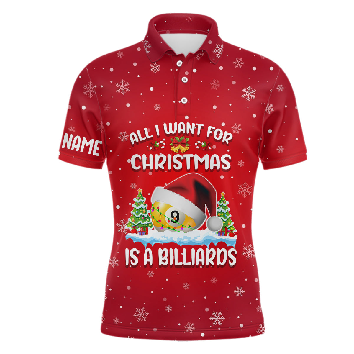 Lasfour Personalized All I Want For Christmas Is A Billiards Polo Shirts BIA0316