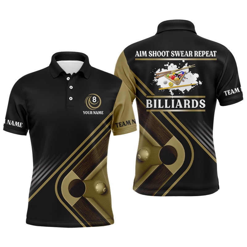 Lasfour Billiards Aim Shoot Swear Repeat Custom Name Billiard Polo Shirts BIA0919