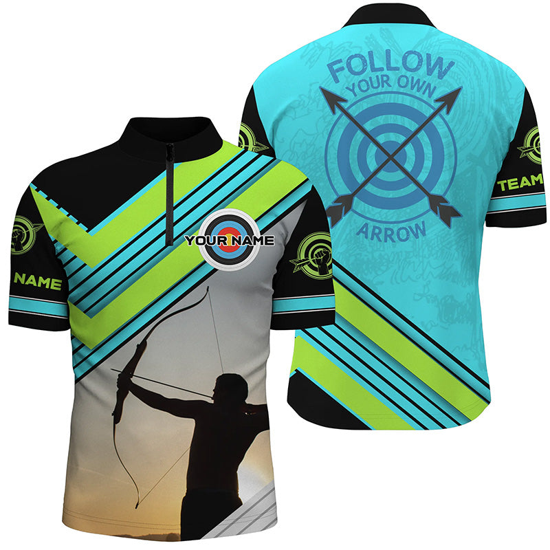 Lasfour Custom The Archer Follow Your Own Arrow Archery Men 3D Zipper Polo Shirt AA0071