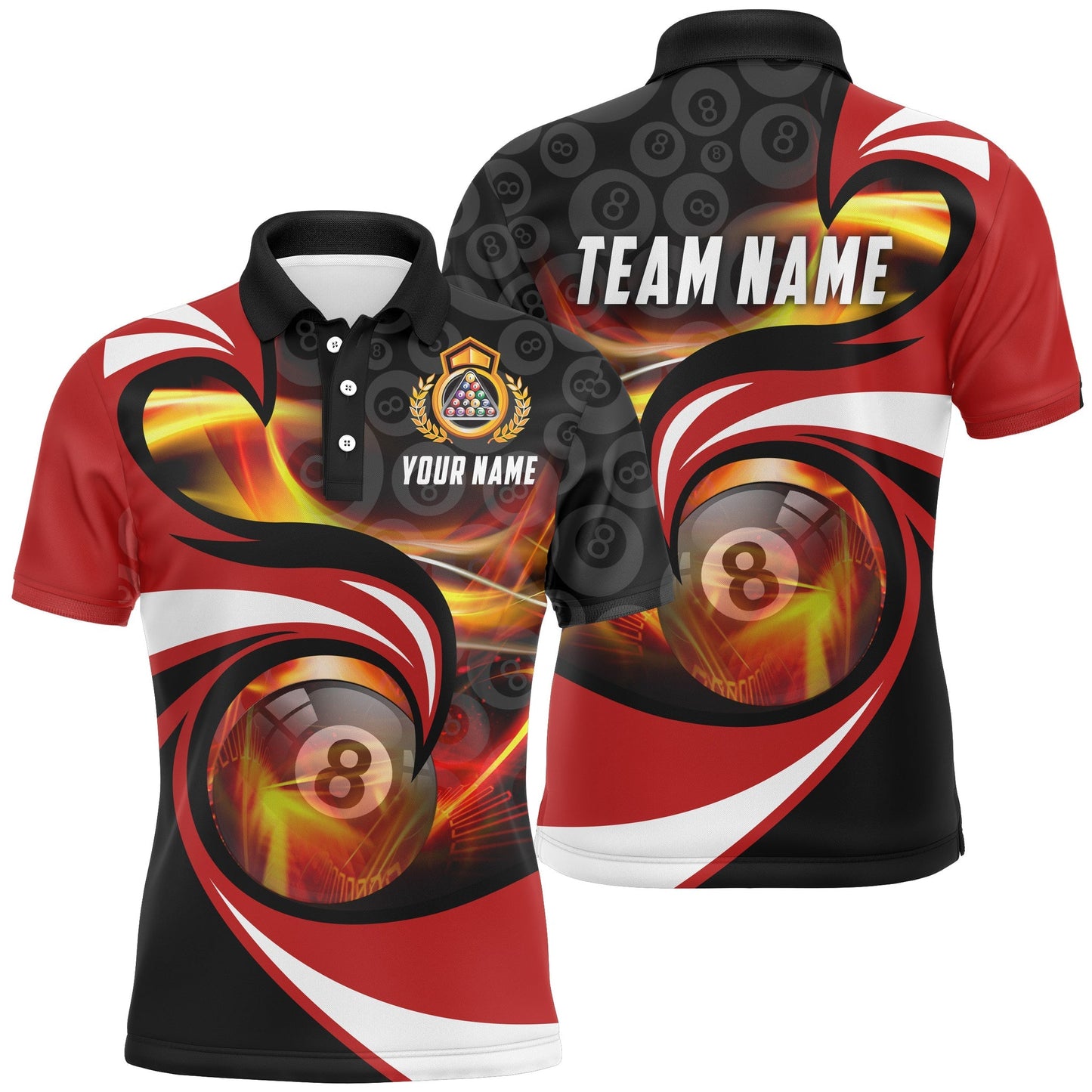 Lasfour Black Red 8 Ball Billiard Personalized Name Unisex Shirt BIA0526