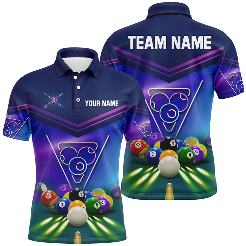Lasfour Neon Light Billiard Balls Pool Personalized Name Pool Shirts BIA0538